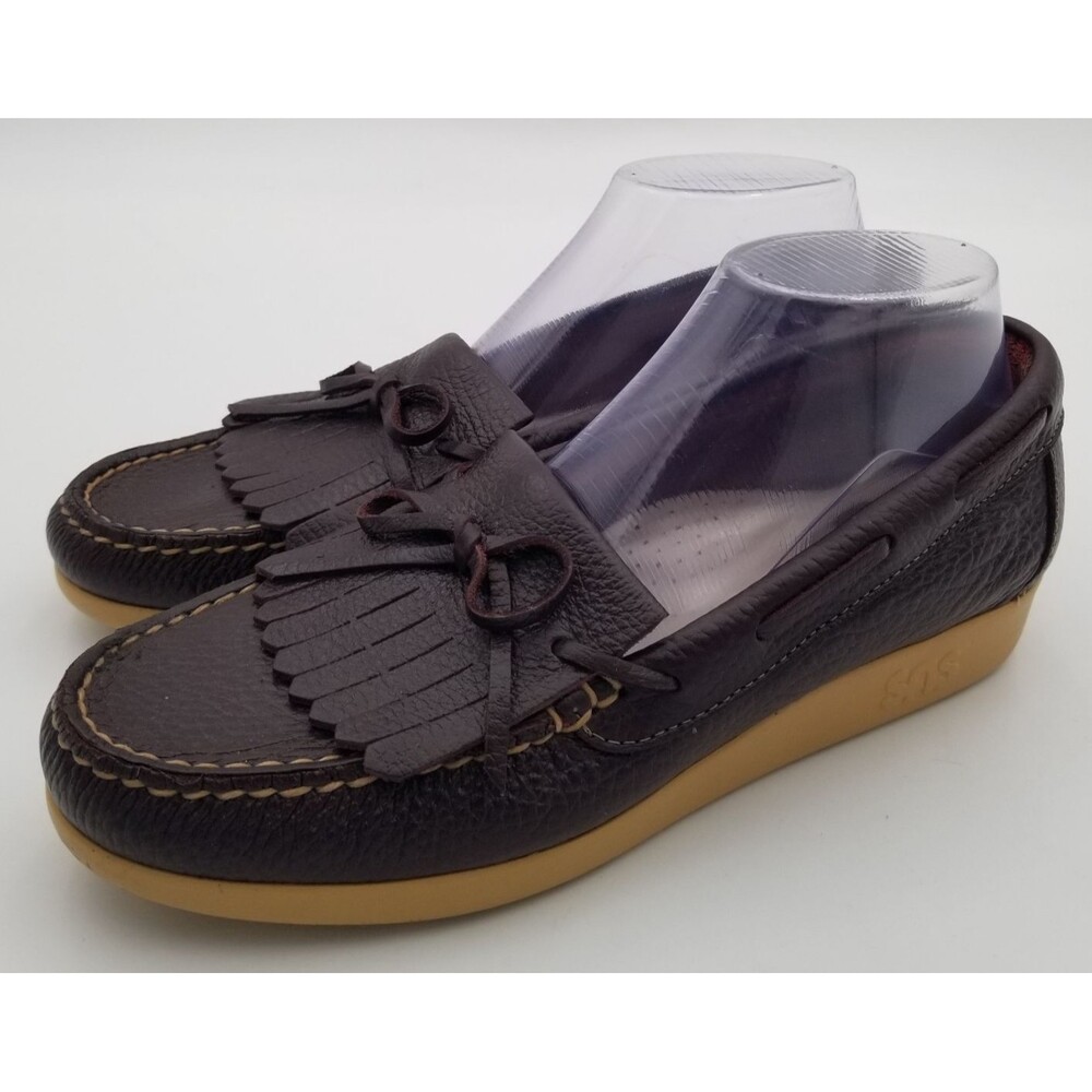 SAS‎ Kiltie 40 Moccasin Loafer Soft Pebbled Leather Slip-on Wine Women's 9M NWOB - Picture 2 of 10